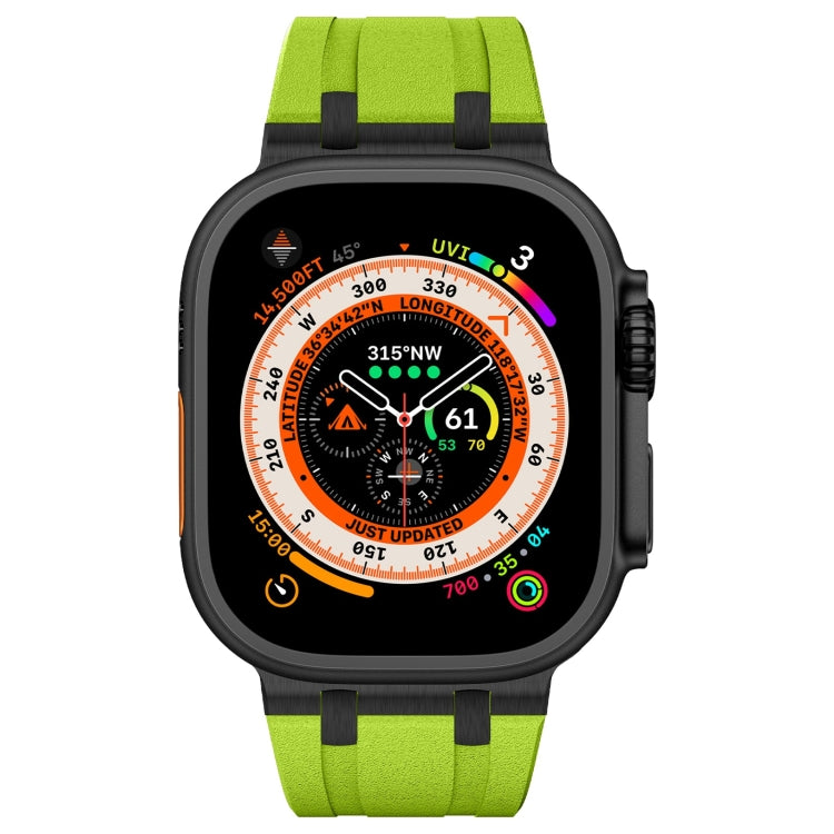 For Apple Watch Series 2 42mm Stone Grain Liquid Silicone Watch Band(Black Green) - Watch Bands by PMC TechLife | Online Shopping South Africa | PMC TechLife