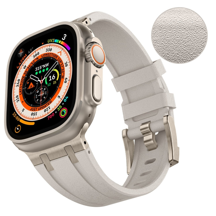 For Apple Watch Series 2 42mm Stone Grain Liquid Silicone Watch Band(Titanium Starlight) - Watch Bands by PMC TechLife | Online Shopping South Africa | PMC TechLife