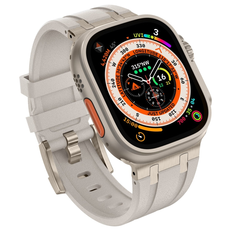 For Apple Watch Series 2 42mm Stone Grain Liquid Silicone Watch Band(Titanium Starlight) - Watch Bands by PMC TechLife | Online Shopping South Africa | PMC TechLife