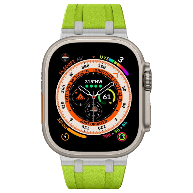 For Apple Watch Series 2 42mm Stone Grain Liquid Silicone Watch Band(Silver Green) - Watch Bands by PMC TechLife | Online Shopping South Africa | PMC TechLife