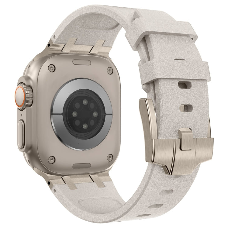 For Apple Watch 42mm Stone Grain Liquid Silicone Watch Band(Titanium Starlight) - Watch Bands by PMC TechLife | Online Shopping South Africa | PMC TechLife