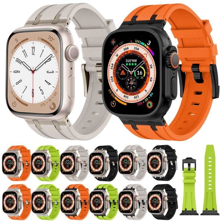 For Apple Watch SE 44mm Stone Grain Liquid Silicone Watch Band(Titanium Green) - Watch Bands by PMC TechLife | Online Shopping South Africa | PMC TechLife
