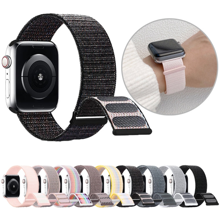 For Apple Watch Series 4 40mm Dual Hook and Loop Nylon Watch Band(Dark Black) - Watch Bands by PMC TechLife | Online Shopping South Africa | PMC TechLife