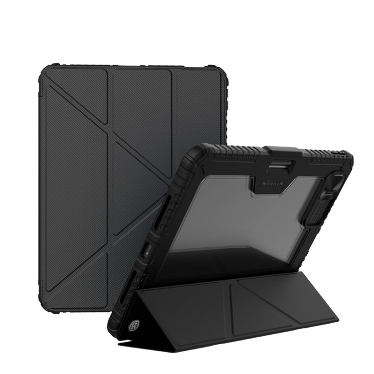 For iPad Pro 11 2024 NILLKIN Bumper Pro Multi-angle Folding Style Tablet Leather Case(Black) - free shipping - PMC TechLife - Order now!