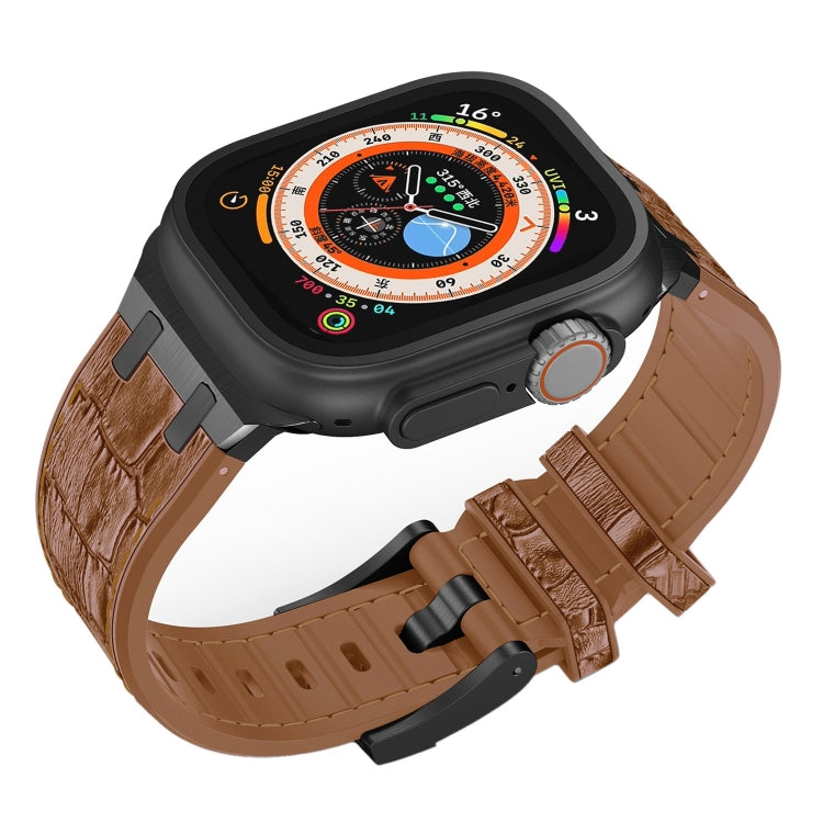 For Apple Watch 38mm Crocodile Texture Liquid Silicone Watch Band(Black Yellow Brown) - free shipping - PMC TechLife - Order now!