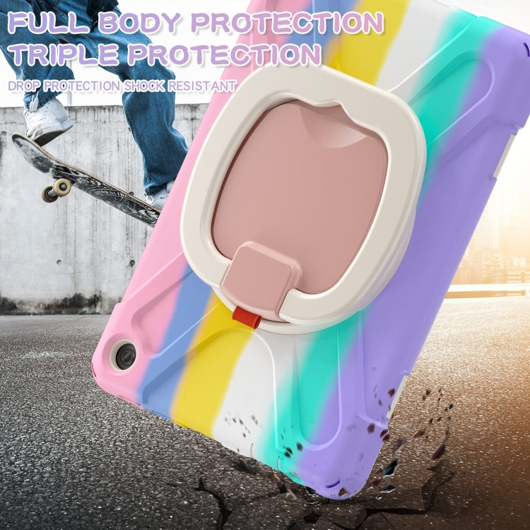 For Amazon Kindle Fire HD10 2023 Silicone Hybrid PC Tablet Case with Holder & Shoulder Strap(Colorful Pink) - Amazon by PMC TechLife | Online Shopping South Africa | PMC TechLife | Buy Now Pay Later Mobicred