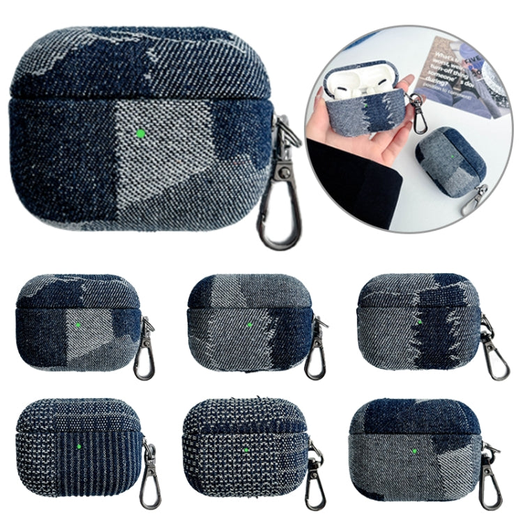 For AirPods Pro Stitching Denim Cloth Bluetooth Earphone Protective Case(Dark Color Irregular) - For AirPods Pro by PMC Jewellery | Online Shopping South Africa | PMC Jewellery | Buy Now Pay Later Mobicred