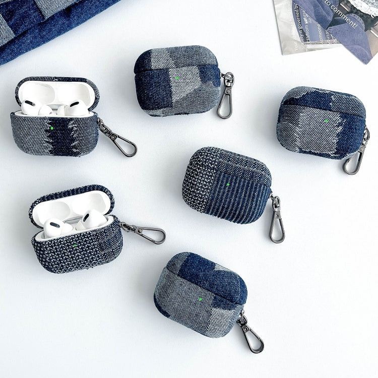 For AirPods Pro Stitching Denim Cloth Bluetooth Earphone Protective Case(Dark Color Lightning) - For AirPods Pro by PMC Jewellery | Online Shopping South Africa | PMC Jewellery | Buy Now Pay Later Mobicred