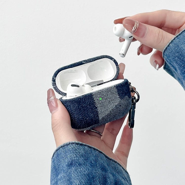 For AirPods Pro Stitching Denim Cloth Bluetooth Earphone Protective Case(Dark Color Lightning) - For AirPods Pro by PMC Jewellery | Online Shopping South Africa | PMC Jewellery | Buy Now Pay Later Mobicred