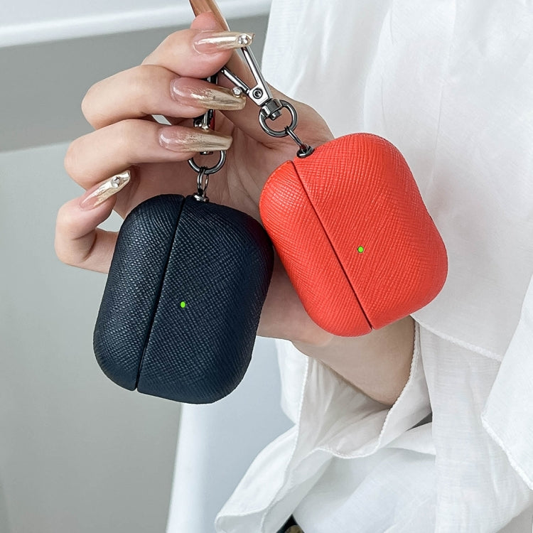 For AirPods 3 Cross Texture PU Leather Bluetooth Earphone Protective Case(Black) - For AirPods 3 by PMC Jewellery | Online Shopping South Africa | PMC Jewellery | Buy Now Pay Later Mobicred