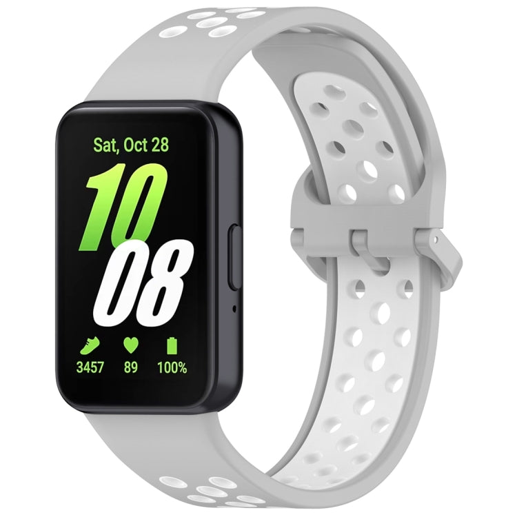 For Samsung Galaxy Fit 3 Two Color Breathable Silicone Watch Band(Grey White) - Watch Bands by PMC Jewellery | Online Shopping South Africa | PMC Jewellery