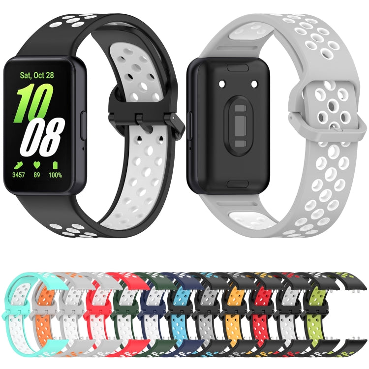 For Samsung Galaxy Fit 3 Two Color Breathable Silicone Watch Band(Teal White) - Watch Bands by PMC TechLife | Online Shopping South Africa | PMC TechLife
