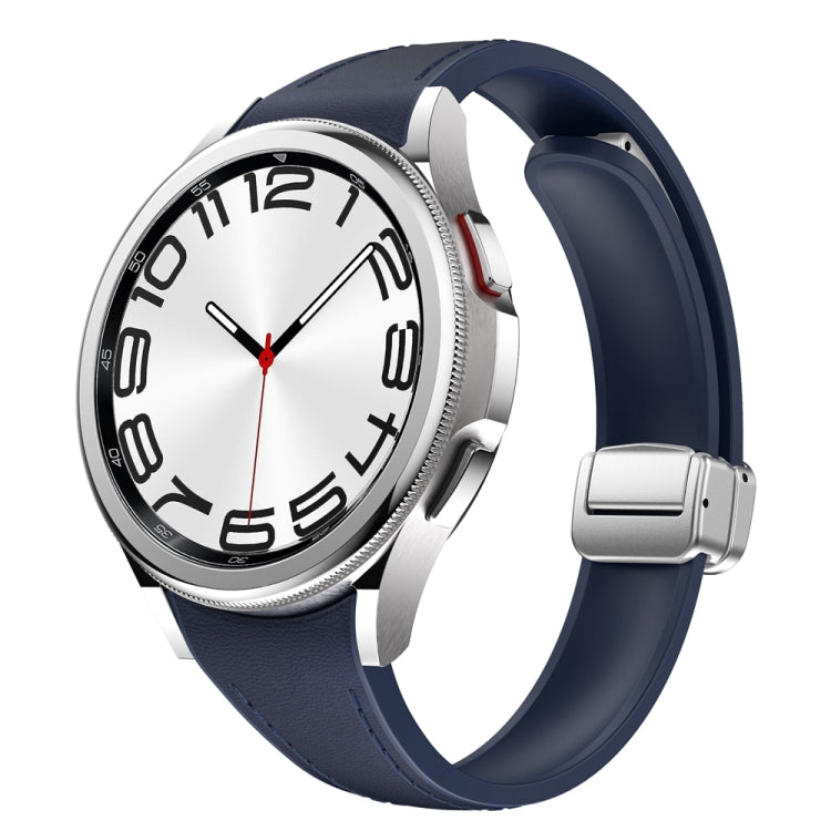 For Samsung Galaxy Watch 6 Slim Magnetic Silver Buckle Leather Silicone Watch Band(Midnight Blue) - Watch Bands by PMC Jewellery | Online Shopping South Africa | PMC Jewellery