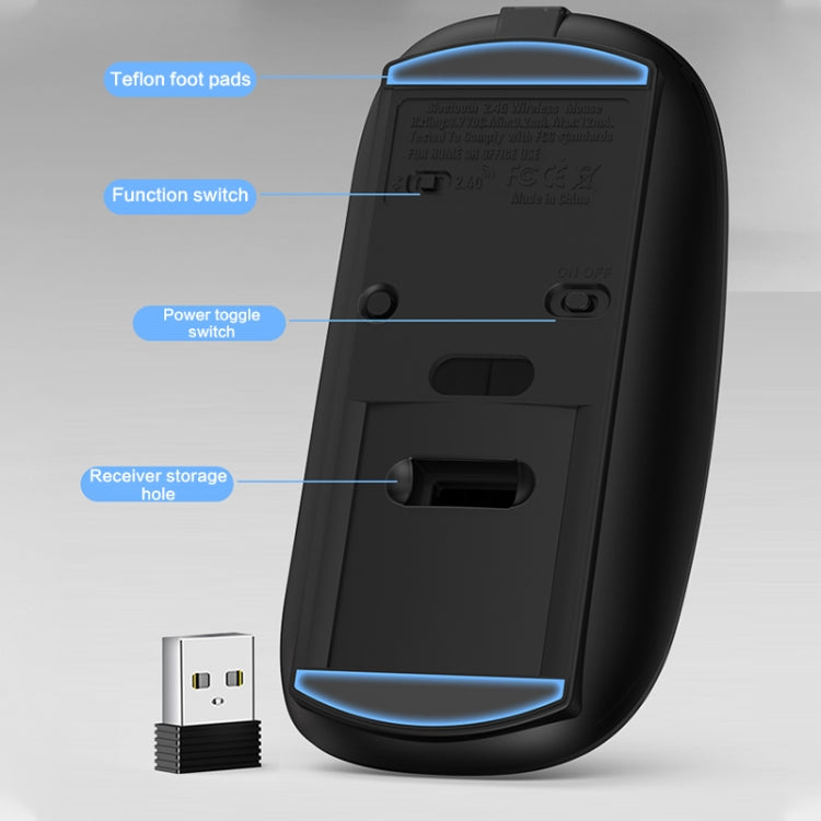 ZGA Chinchilla Dual Mode Wireless 2.4G + Bluetooth 5.0 Mouse(Silver) - free shipping - PMC Jewellery - Order now!
