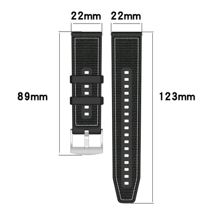 22mm Hybrid Nylon Braid Silicone Watch Band(Black) - 22mm Bands by PMC Jewellery | Online Shopping South Africa | PMC Jewellery