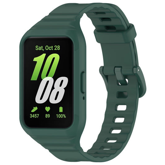 For Samsung Galaxy Fit 3 Solid Color Integrated TPU Watch Band(Dark Green) - Watch Bands by PMC Jewellery | Online Shopping South Africa | PMC Jewellery