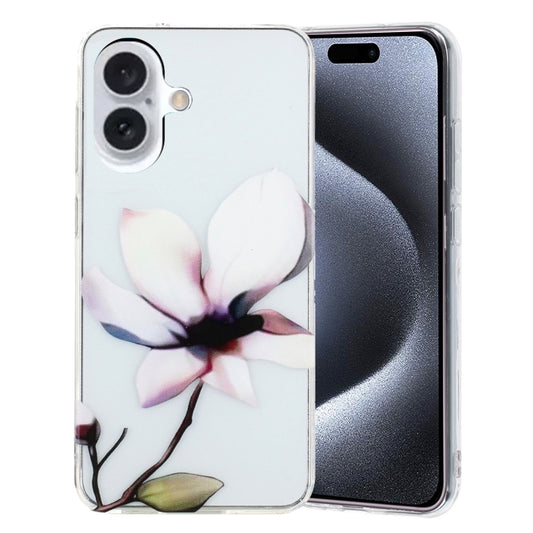 For iPhone 16 Colorful Painting Pattern TPU Phone Case(White Flowers) - iPhone 16 Cases by PMC Jewellery | Online Shopping South Africa | PMC Jewellery | Buy Now Pay Later Mobicred