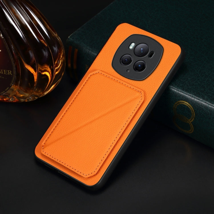 For Honor Magic6 Pro 5G D04 Calf Texture Dual Card Slot Holder Phone Case(Orange) - Honor Cases by PMC Jewellery | Online Shopping South Africa | PMC Jewellery | Buy Now Pay Later Mobicred