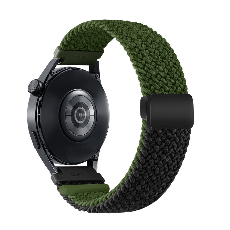 20mm Two-color Magnetic Braided Nylon Watch Band(Olive Black) - 20mm Bands by PMC TechLife | Online Shopping South Africa | PMC TechLife