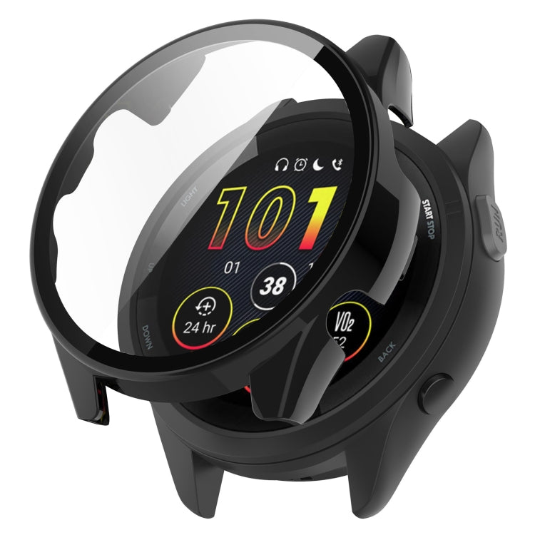 For Garmin Forerunner 165 / 165 Music PC + Tempered Film Integrated Watch Protective Case(Black) - Watch Cases by PMC Jewellery | Online Shopping South Africa | PMC Jewellery