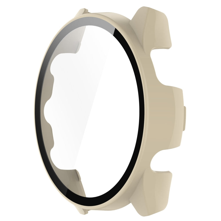 For Garmin Forerunner 165 / 165 Music PC + Tempered Film Integrated Watch Protective Case(Ivory White) - Watch Cases by PMC TechLife | Online Shopping South Africa | PMC TechLife