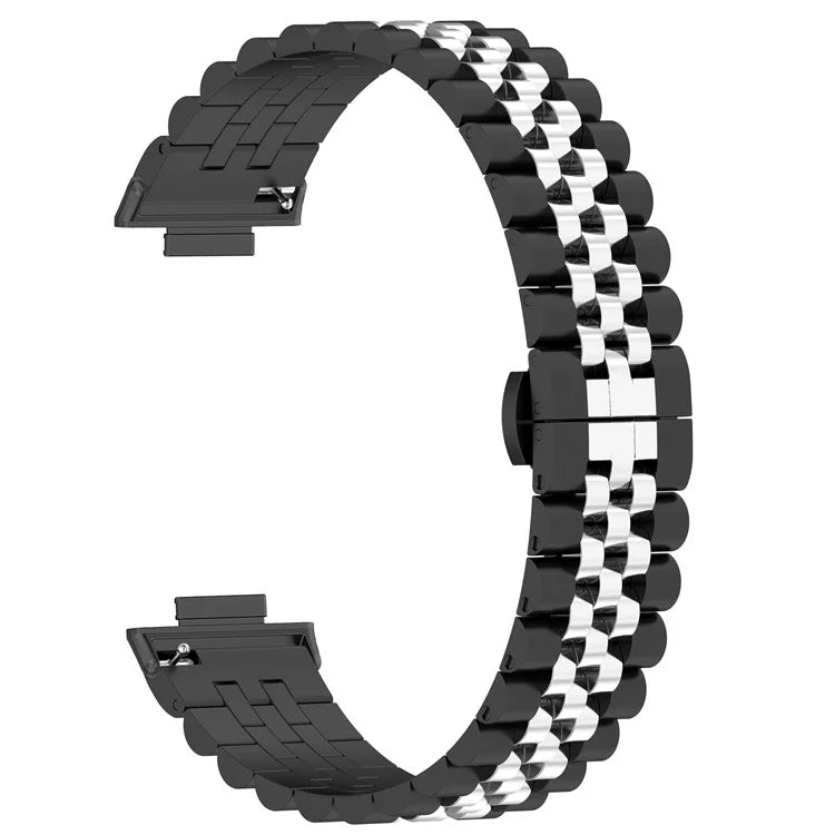 For Xiaomi Mi Band 8 Pro Five-bead Butterfly Buckle Metal Watch Band(Silver Black B) - Watch Bands by PMC Jewellery | Online Shopping South Africa | PMC Jewellery