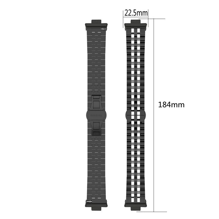 For Xiaomi Mi Band 8 Pro Five-bead Butterfly Buckle Metal Watch Band(Silver Black B) - Watch Bands by PMC Jewellery | Online Shopping South Africa | PMC Jewellery