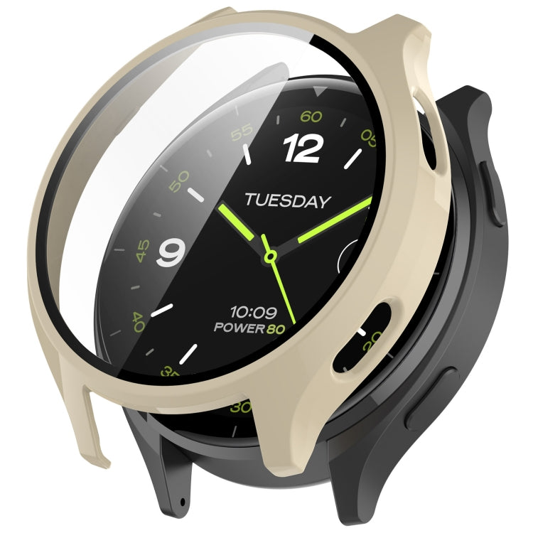 For Xiaomi Watch 2 PC + Tempered Film Integrated Watch Protective Case(Ivory White) - Watch Cases by PMC TechLife | Online Shopping South Africa | PMC TechLife