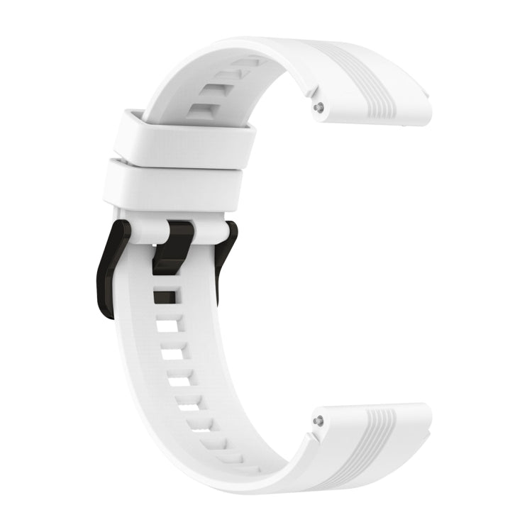 For Honor Watch GS 4 Striped Stainless Steel Buckle Silicone Watch Band(White) - Watch Bands by PMC Jewellery | Online Shopping South Africa | PMC Jewellery