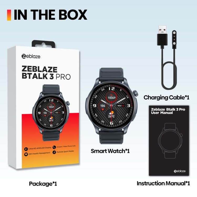 Zeblaze Btalk 3 Pro 1.43 inch BT5.2 Fitness Wellness Smart Watch, Support Bluetooth Call / Sleep / Blood Oxygen / Heart Rate / Blood Pressure Health Monitor(Space Gray) - Smart Watches by Zeblaze | Online Shopping South Africa | PMC Jewellery | Buy Now Pay Later Mobicred