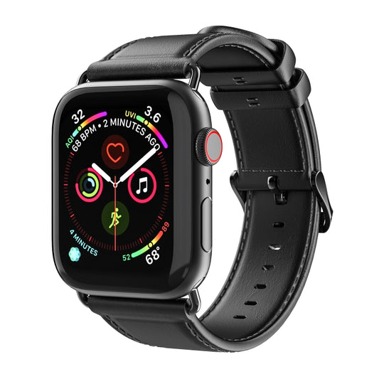 For Apple Watch SE 2022 40mm DUX DUCIS Business Genuine Leather Watch Strap(Black) - Watch Bands by DUX DUCIS | Online Shopping South Africa | PMC Jewellery | Buy Now Pay Later Mobicred