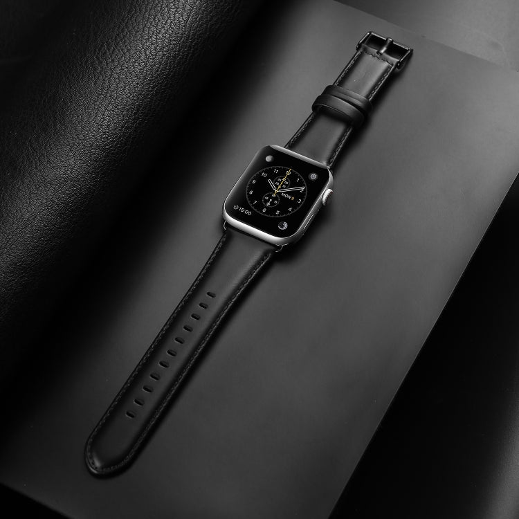 For Apple Watch Series 2 38mm DUX DUCIS Business Genuine Leather Watch Strap(Black) - Watch Bands by DUX DUCIS | Online Shopping South Africa | PMC TechLife | Buy Now Pay Later Mobicred