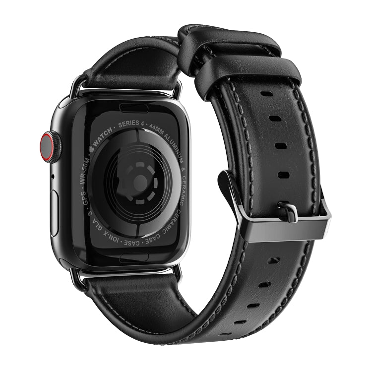 For Apple Watch Series 2 38mm DUX DUCIS Business Genuine Leather Watch Strap(Black) - Watch Bands by DUX DUCIS | Online Shopping South Africa | PMC TechLife | Buy Now Pay Later Mobicred