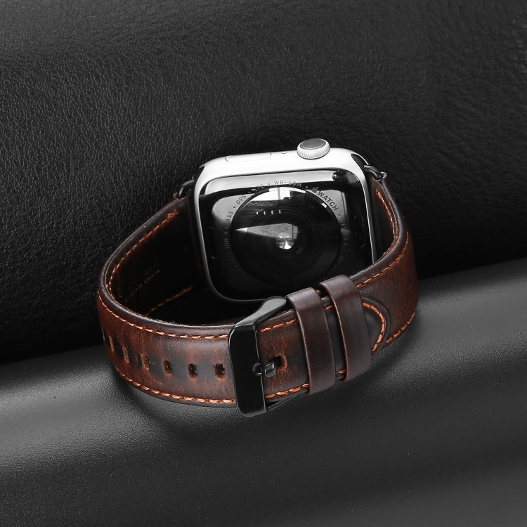 For Apple Watch Series 2 38mm DUX DUCIS Business Genuine Leather Watch Strap(Coffee) - Watch Bands by DUX DUCIS | Online Shopping South Africa | PMC TechLife | Buy Now Pay Later Mobicred