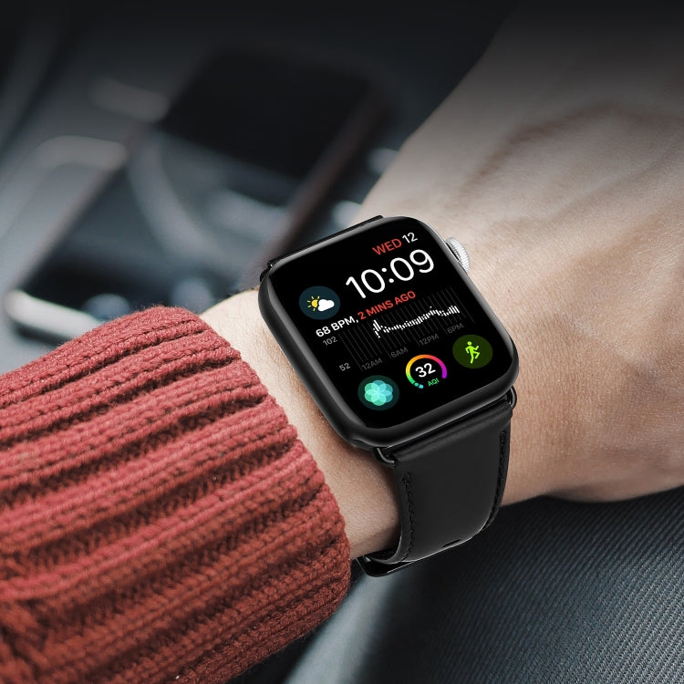 For Apple Watch Series 10 46mm DUX DUCIS Business Genuine Leather Watch Strap(Black) - Watch Bands by DUX DUCIS | Online Shopping South Africa | PMC Jewellery | Buy Now Pay Later Mobicred