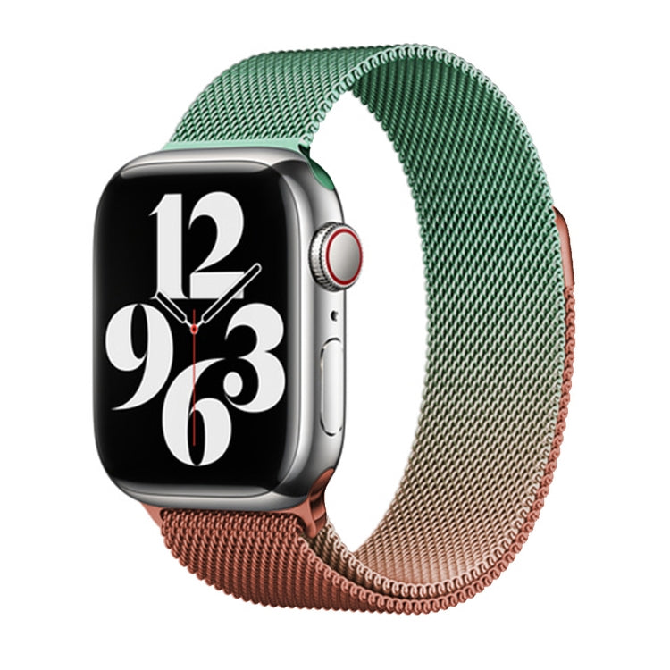 For Apple Watch Series 9 45mm Milan Gradient Loop Magnetic Buckle Watch Band(Orange Green) - Watch Bands by PMC Jewellery | Online Shopping South Africa | PMC Jewellery