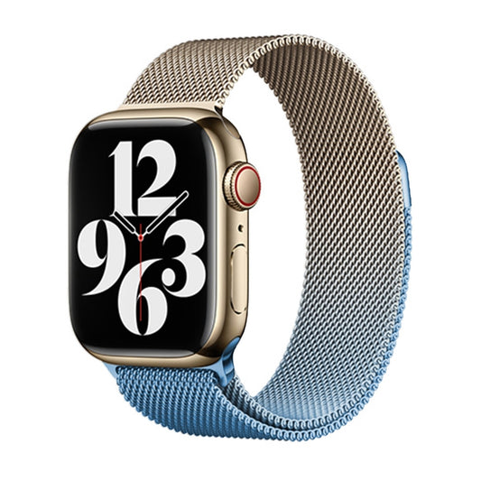 For Apple Watch Series 9 45mm Milan Gradient Loop Magnetic Buckle Watch Band(Gold Blue) - Watch Bands by PMC Jewellery | Online Shopping South Africa | PMC Jewellery