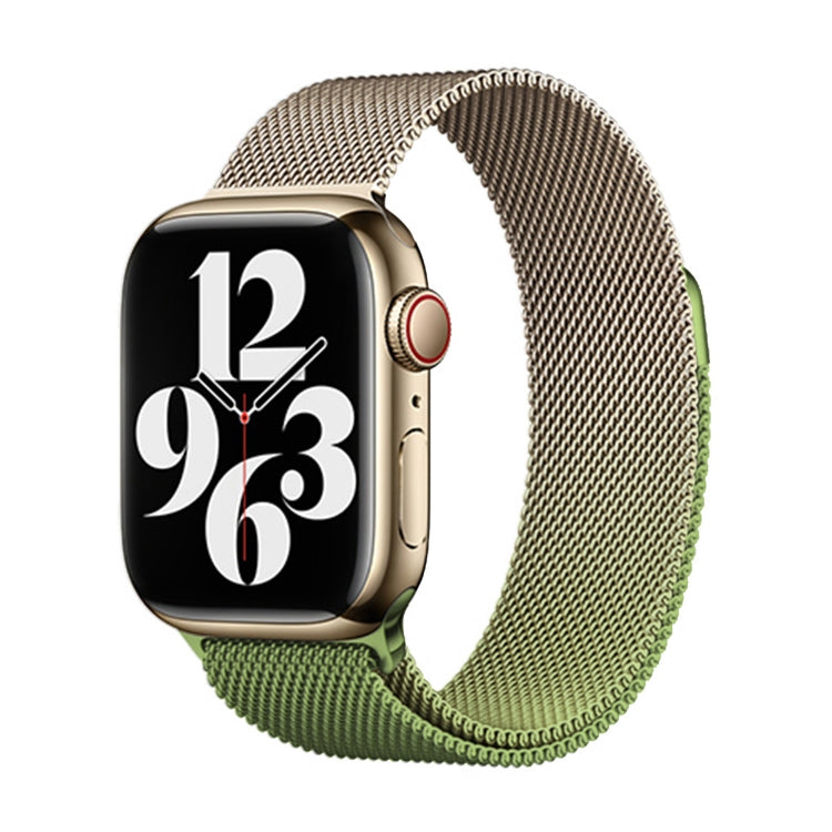 For Apple Watch Series 9 45mm Milan Gradient Loop Magnetic Buckle Watch Band(Gold Green) - Watch Bands by PMC Jewellery | Online Shopping South Africa | PMC Jewellery