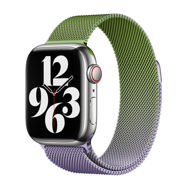 For Apple Watch Series 9 41mm Milan Gradient Loop Magnetic Buckle Watch Band(Purple Green) - Watch Bands by PMC Jewellery | Online Shopping South Africa | PMC Jewellery