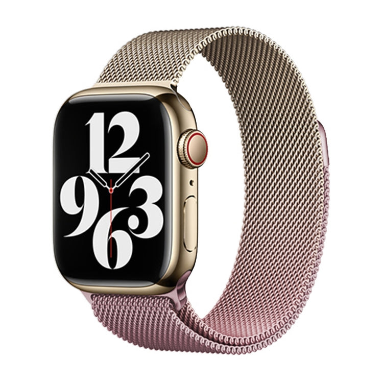 For Apple Watch Series 7 45mm Milan Gradient Loop Magnetic Buckle Watch Band(Gold Light Pink) - Watch Bands by PMC TechLife | Online Shopping South Africa | PMC TechLife