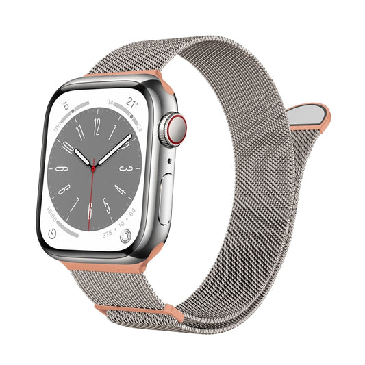 For Apple Watch SE 2023 44mm Two Color Milanese Loop Magnetic Watch Band(Starlight Orange) - Watch Bands by PMC Jewellery | Online Shopping South Africa | PMC Jewellery