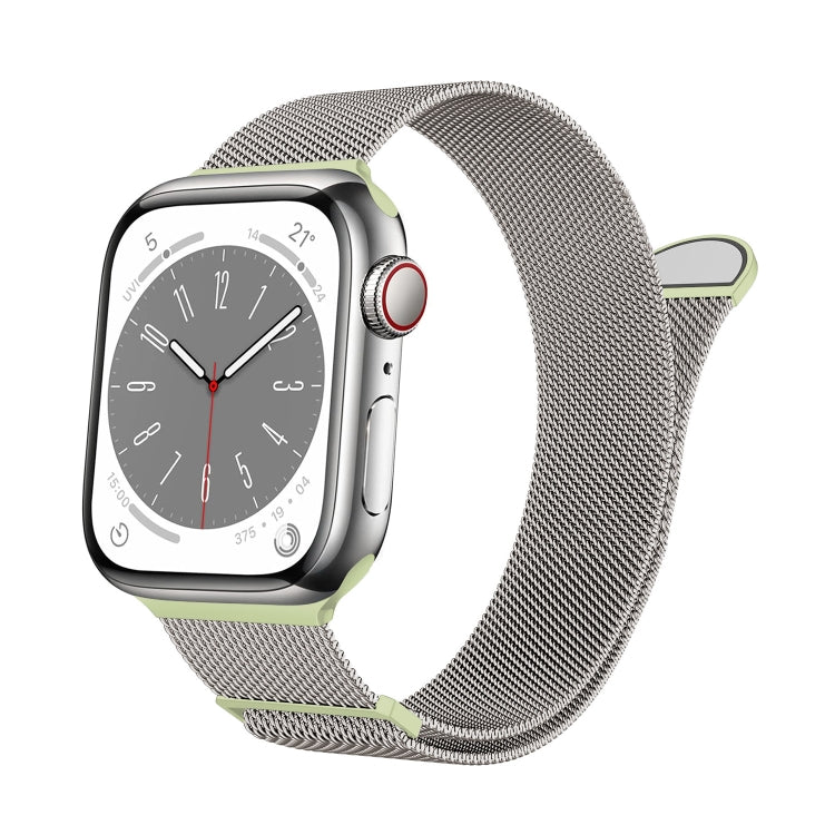 For Apple Watch SE 2023 44mm Two Color Milanese Loop Magnetic Watch Band(Starlight Green) - Watch Bands by PMC Jewellery | Online Shopping South Africa | PMC Jewellery