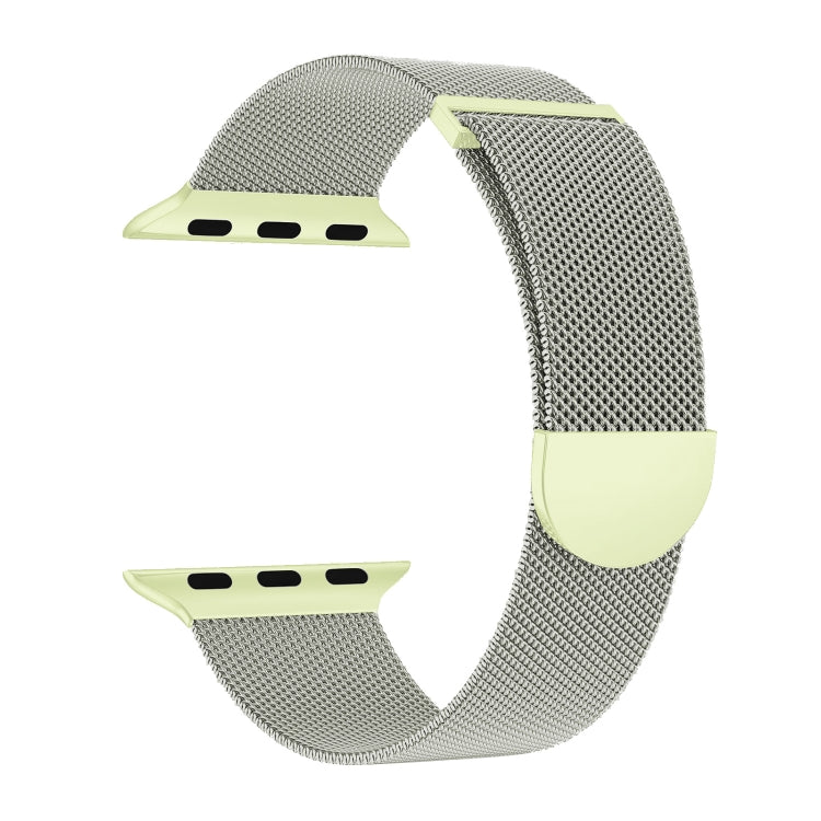 For Apple Watch SE 2023 44mm Two Color Milanese Loop Magnetic Watch Band(Starlight Green) - Watch Bands by PMC Jewellery | Online Shopping South Africa | PMC Jewellery