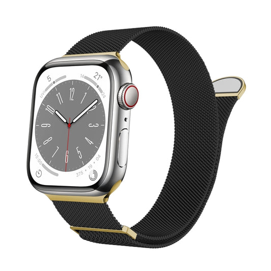 For Apple Watch SE 2023 40mm Two Color Milanese Loop Magnetic Watch Band(Black Gold) - Watch Bands by PMC Jewellery | Online Shopping South Africa | PMC Jewellery