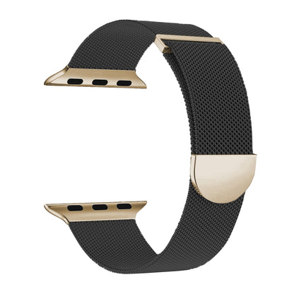 For Apple Watch SE 2023 40mm Two Color Milanese Loop Magnetic Watch Band(Black Gold) - Watch Bands by PMC Jewellery | Online Shopping South Africa | PMC Jewellery