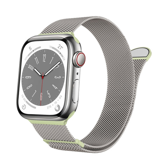 For Apple Watch SE 2022 44mm Two Color Milanese Loop Magnetic Watch Band(Starlight Green) - Watch Bands by PMC Jewellery | Online Shopping South Africa | PMC Jewellery