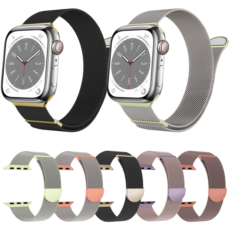 For Apple Watch Series 6 40mm Two Color Milanese Loop Magnetic Watch Band(Pink Orange) - Watch Bands by PMC Jewellery | Online Shopping South Africa | PMC Jewellery