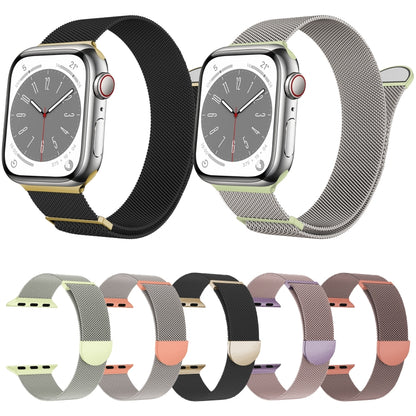 For Apple Watch Series 6 44mm Two Color Milanese Loop Magnetic Watch Band(Black Gold) - Watch Bands by PMC Jewellery | Online Shopping South Africa | PMC Jewellery