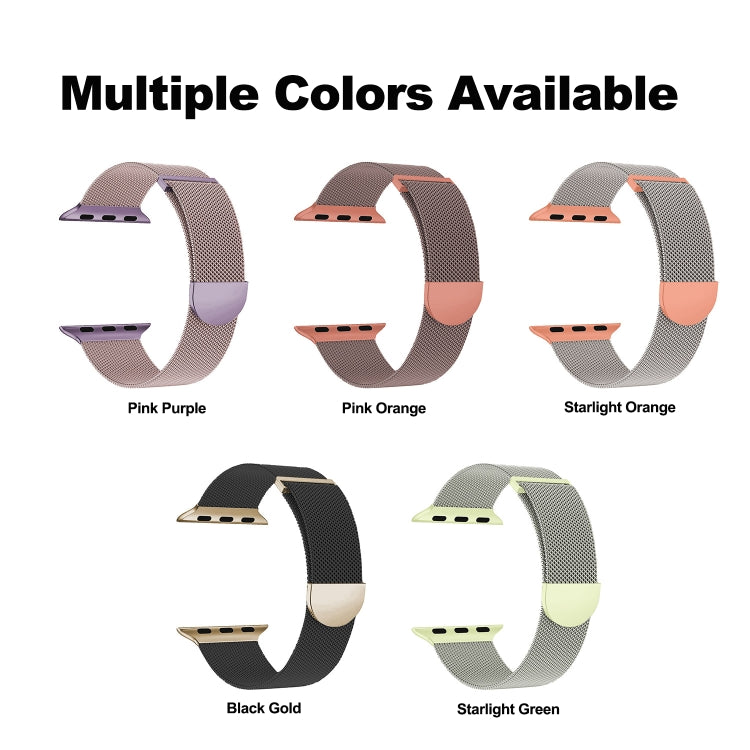 For Apple Watch SE 2022 44mm Two Color Milanese Loop Magnetic Watch Band(Pink Purple) - Watch Bands by PMC Jewellery | Online Shopping South Africa | PMC Jewellery