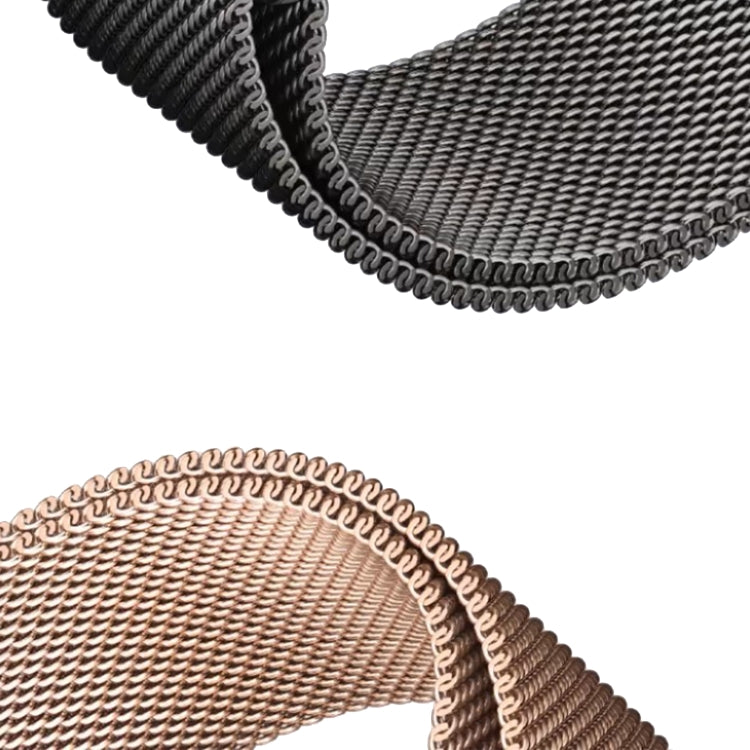 For Apple Watch 42mm Two Color Milanese Loop Magnetic Watch Band(Black Gold) - Watch Bands by PMC Jewellery | Online Shopping South Africa | PMC Jewellery